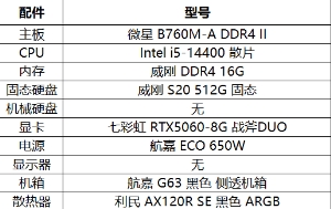 高性價比全能裝機  i5-14400+RTX5060 